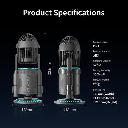 RGB Rocket Launch Circulation Fan – Mist Effect | 90° Oscillation